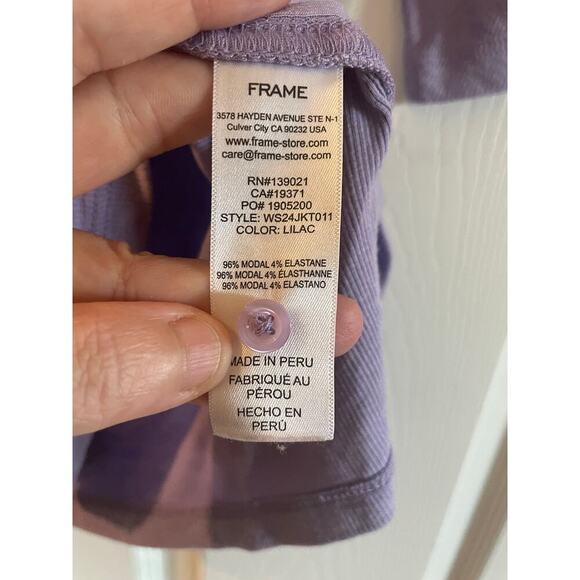 Frame Puff-Sleeve Henley Lilac Top size Large - Picture 6 of 11